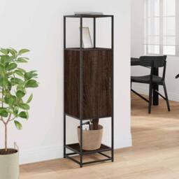 Berkfield Home Highboard Brown Oak 35.5x35x139 cm Engineered Wood & Metal