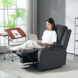 HOMCOM Recliner Chair for Living Room, Microfibre Cloth Reclining Armchair in Black - thumbnail 1