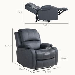 HOMCOM Recliner Chair for Living Room, Microfibre Cloth Reclining Armchair in Black - thumbnail 3