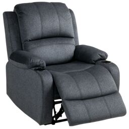 HOMCOM Recliner Chair for Living Room, Microfibre Cloth Reclining Armchair in Black - thumbnail 2