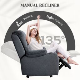 HOMCOM Recliner Chair for Living Room, Microfibre Cloth Reclining Armchair in Black - thumbnail 4