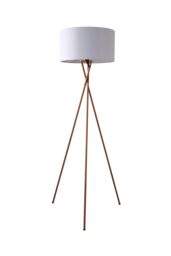 ValueLights Camden Copper Metal Tripod Floor Lamp with Grey Drum Lamp Shade - thumbnail 6