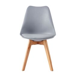 MCC Direct Set of 4 Dining Chairs Wooden Legs & Padded Seat Cushions Eva in Grey - thumbnail 2