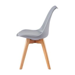 MCC Direct Set of 4 Dining Chairs Wooden Legs & Padded Seat Cushions Eva in Grey - thumbnail 4