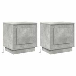 Berkfield Home Modern Bedside Cabinets with LED Lights 2 pcs Concrete Grey 44x34 - thumbnail 3