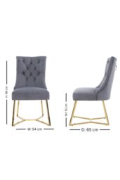 Life Interiors Set of 4 Ambra Modern Velvet Dining Chairs with Gold Legs, Ring Handle & Tufted Back in Grey - thumbnail 6