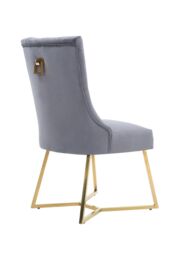 Life Interiors Set of 4 Ambra Modern Velvet Dining Chairs with Gold Legs, Ring Handle & Tufted Back in Grey - thumbnail 4