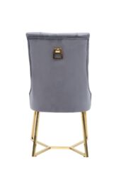 Life Interiors Set of 4 Ambra Modern Velvet Dining Chairs with Gold Legs, Ring Handle & Tufted Back in Grey - thumbnail 5