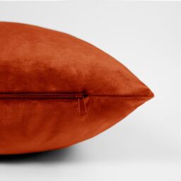 OHS 2 x Matte Velvet Cushion Covers Soft Plain Zip in Burnt Orange - Size: 45 cm x 45 cm - thumbnail 3