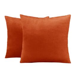 OHS 2 x Matte Velvet Cushion Covers Soft Plain Zip in Burnt Orange - Size: 45 cm x 45 cm