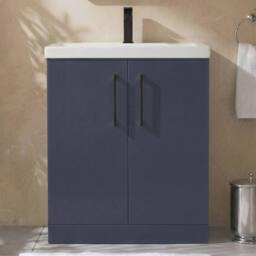 Balterley Contemporary Bathroom Floor 2-Door Vanity Unit Basin, Blue, 800mm in Blue - thumbnail 6