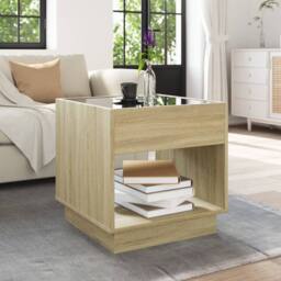 Berkfield Home Coffee Table with Infinity LED Sonoma Oak 50x50x50 cm in Light Oak - Size: 50 x 50 x 50 cm - thumbnail 4