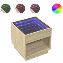Berkfield Home Coffee Table with Infinity LED Sonoma Oak 50x50x50 cm in Light Oak - Size: 50 x 50 x 50 cm - thumbnail 1