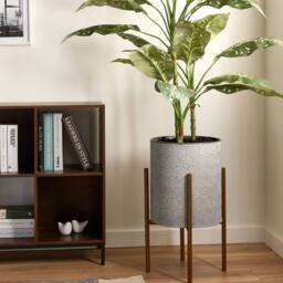 Wyld and Coco Plant Stand - Light Grey Powder-Coated Iron 31 x 31 x 58 cm - Size: Large - thumbnail 1