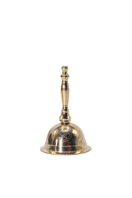 KDMD Small Brass Altar Bell with Penta Moon Symbol - Handcrafted & Resonant in Gold - image 1