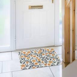 The Rug Shop UK Terracotta Modern Floral Easy to Clean Mat in White - Size: 50 cm x 75 cm - thumbnail 2