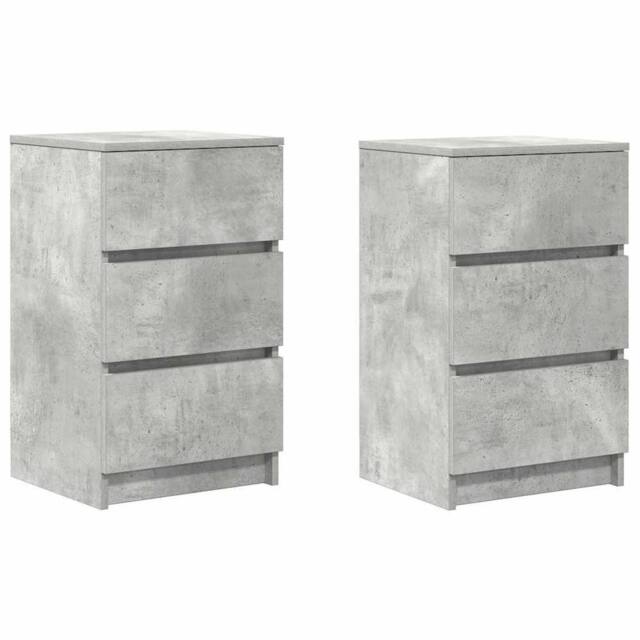 Berkfield Home Bedside Cabinets with 3 Drawers 2 pcs Concrete Grey 39x35x65 cm - Size: 39 x 35 x 65 cm - image 1