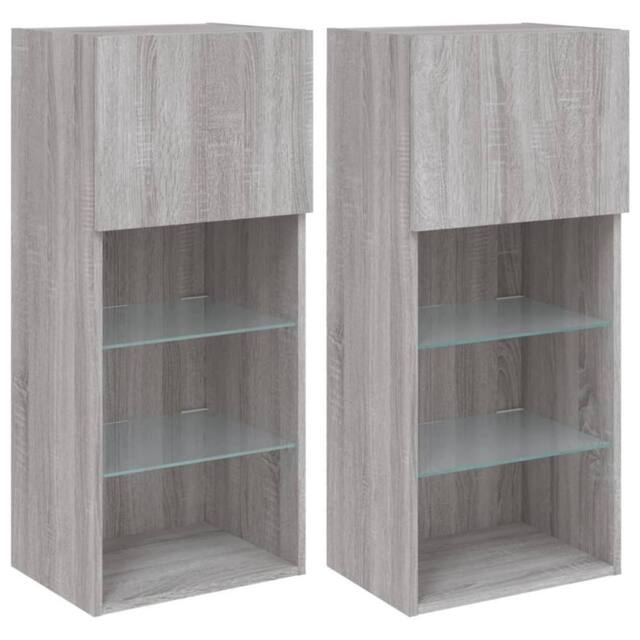 Berkfield Home TV Cabinets with LED Lights 2 pcs Grey Sonoma 40.5x30x90 cm - image 1