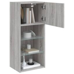 Berkfield Home TV Cabinets with LED Lights 2 pcs Grey Sonoma 40.5x30x90 cm - thumbnail 5