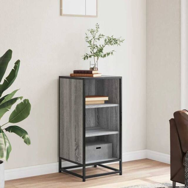 Berkfield Home Sideboard Grey Sonoma 35.5x35x76 cm Engineered Wood & Metal - image 1