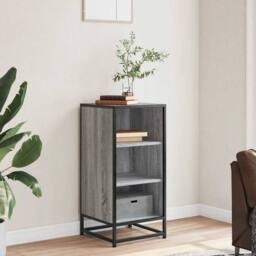 Berkfield Home Sideboard Grey Sonoma 35.5x35x76 cm Engineered Wood & Metal - thumbnail 1