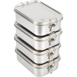 KORVIXA 4PCS Stainless Steel Bento Lunch Box 750ml in Silver - Size: 500mm