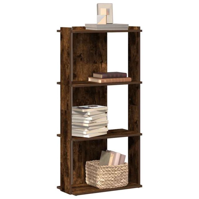 Berkfield Home Bookcase 3-Tier Smoked Oak 60x30x120 cm Engineered Wood in Brown - Size: 60 x 30 x 120 cm - image 1