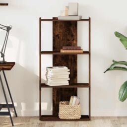 Berkfield Home Bookcase 3-Tier Smoked Oak 60x30x120 cm Engineered Wood in Brown - Size: 60 x 30 x 120 cm - thumbnail 3