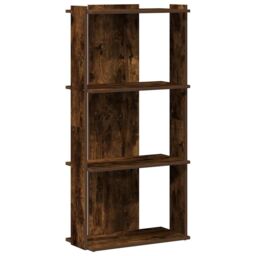 Berkfield Home Bookcase 3-Tier Smoked Oak 60x30x120 cm Engineered Wood in Brown - Size: 60 x 30 x 120 cm - thumbnail 2