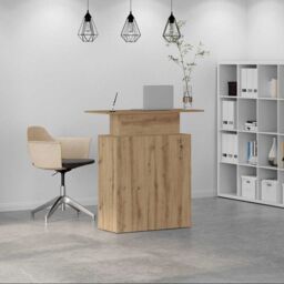 Berkfield Home Reception Desk Artisan Oak 100x40x104 cm Engineered Wood in Brown - Size: 100 x 40 x 104 cm - thumbnail 3