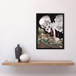 "Artery8 Mitsukuni Defying the Skeleton Specter Kuniyoshi Framed Wall Art Print - Size: W12"" x H16""" - thumbnail 4