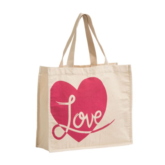 Orsina Green 'Love' Shopping Bag, nature friendly Reusable Tote With Heart Print & Strong Handles, Lightweight in Red - image 1
