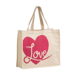 Orsina Green 'Love' Shopping Bag, nature friendly Reusable Tote With Heart Print & Strong Handles, Lightweight in Red