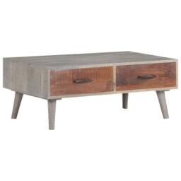 Berkfield Home Coffee Table Grey 100x60x40 cm Solid Rough Mango Wood - Size: 100 x 60 x 40 cm - thumbnail 9