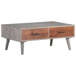 Berkfield Home Coffee Table Grey 100x60x40 cm Solid Rough Mango Wood - Size: 100 x 60 x 40 cm - thumbnail 7
