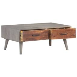 Berkfield Home Coffee Table Grey 100x60x40 cm Solid Rough Mango Wood - Size: 100 x 60 x 40 cm - thumbnail 1
