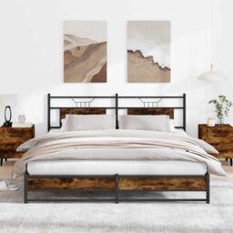 Berkfield Home Bed Frame without Mattress Smoked Oak 160x200 cm Engineered Wood in Brown - thumbnail 4