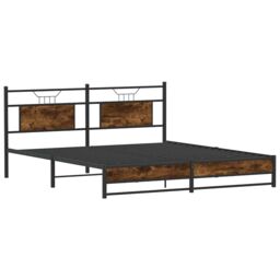 Berkfield Home Bed Frame without Mattress Smoked Oak 160x200 cm Engineered Wood in Brown - thumbnail 3