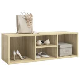 Berkfield Home Shoe Storage Bench Sonoma Oak 105x35x35 cm Engineered Wood in Light Tan - Size: 105 x 35 x 35 cm