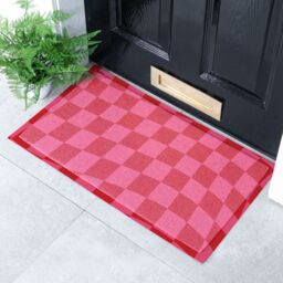 Artsy Mats Fuchsia Wavy Checkerboard Indoor & Outdoor Doormat - 70x40cm in Red - Size: 40 cm x 70 cm - thumbnail 1