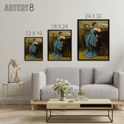 "Artery8 Camille Corot Lady in Blue La Dame en Bleu Framed Canvas Art Print - Size: W12"" x H16""" - thumbnail 4