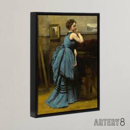 "Artery8 Camille Corot Lady in Blue La Dame en Bleu Framed Canvas Art Print - Size: W12"" x H16""" - thumbnail 2