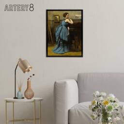 "Artery8 Camille Corot Lady in Blue La Dame en Bleu Framed Canvas Art Print - Size: W12"" x H16""" - thumbnail 3