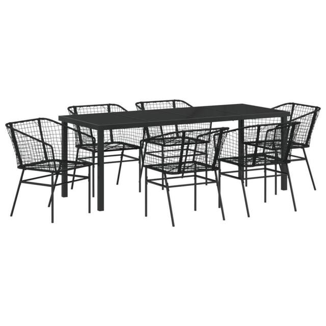 Berkfield Home Set of 4 Black PE rattan, powder-coated steel 6-Seater - image 1
