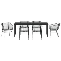 Berkfield Home Set of 4 Black PE rattan, powder-coated steel 6-Seater - thumbnail 7