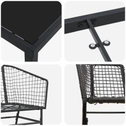 Berkfield Home Set of 4 Black PE rattan, powder-coated steel 6-Seater - thumbnail 9
