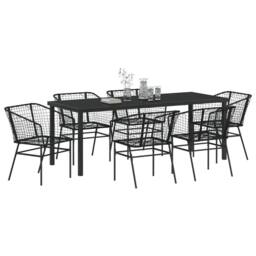 Berkfield Home Set of 4 Black PE rattan, powder-coated steel 6-Seater - thumbnail 3