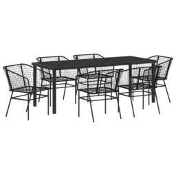 Berkfield Home Set of 4 Black PE rattan, powder-coated steel 6-Seater