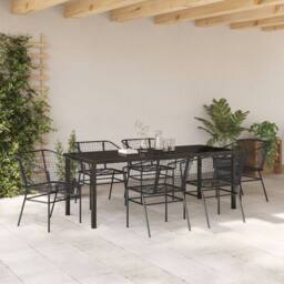 Berkfield Home Set of 4 Black PE rattan, powder-coated steel 6-Seater - thumbnail 4