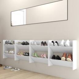 Berkfield Home Wall Shoe Cabinets 4 pcs White 60x18x60 cm Engineered Wood - Size: 60 x 18 x 60 cm - thumbnail 3